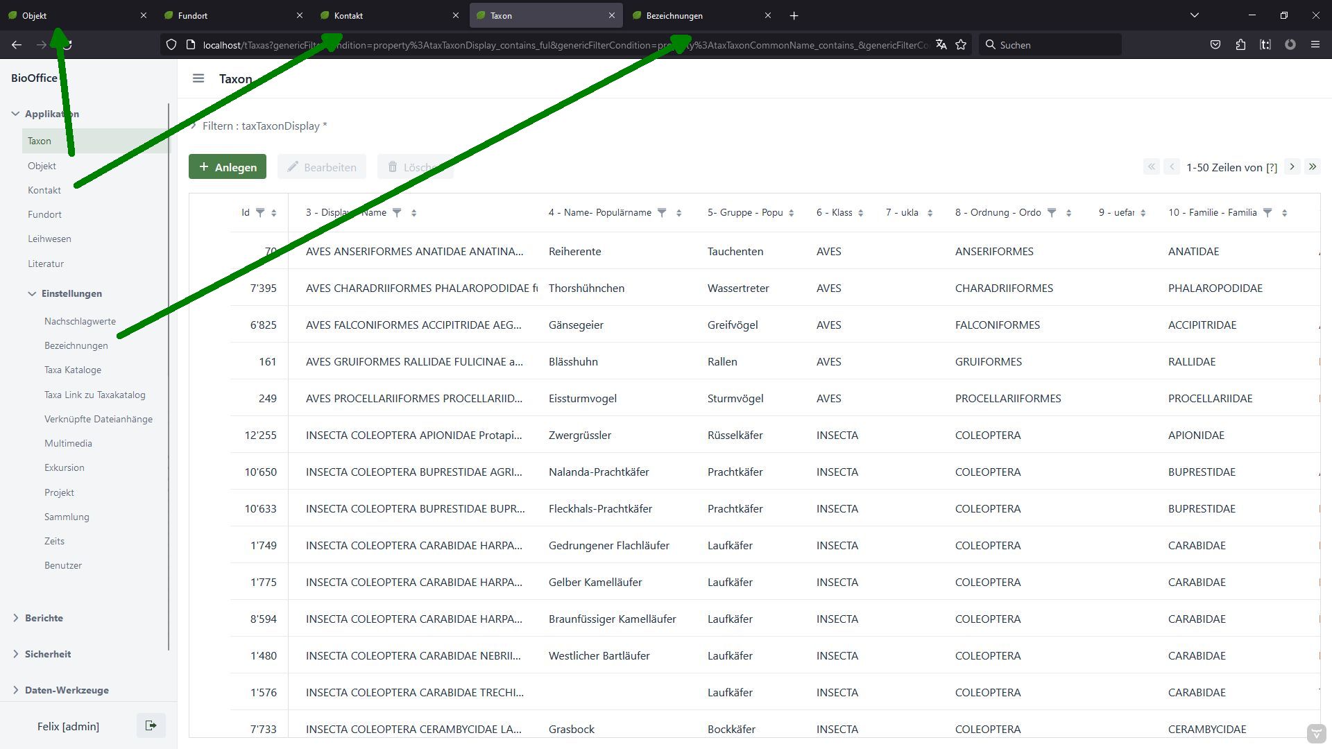 Übersicht aktiver Module